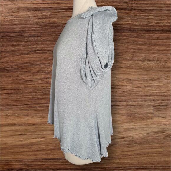 Roni Rabl Bis Israel Lettuce Hem Swing Sweater Sz S Pale Blue Silky Cotton Blend - Picture 3 of 12